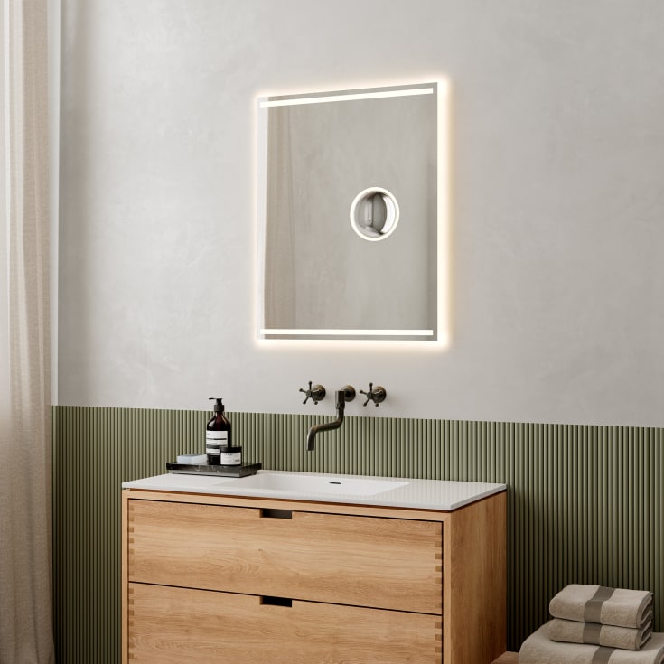 Loevschall Focus speil med lys, 60x75 cm