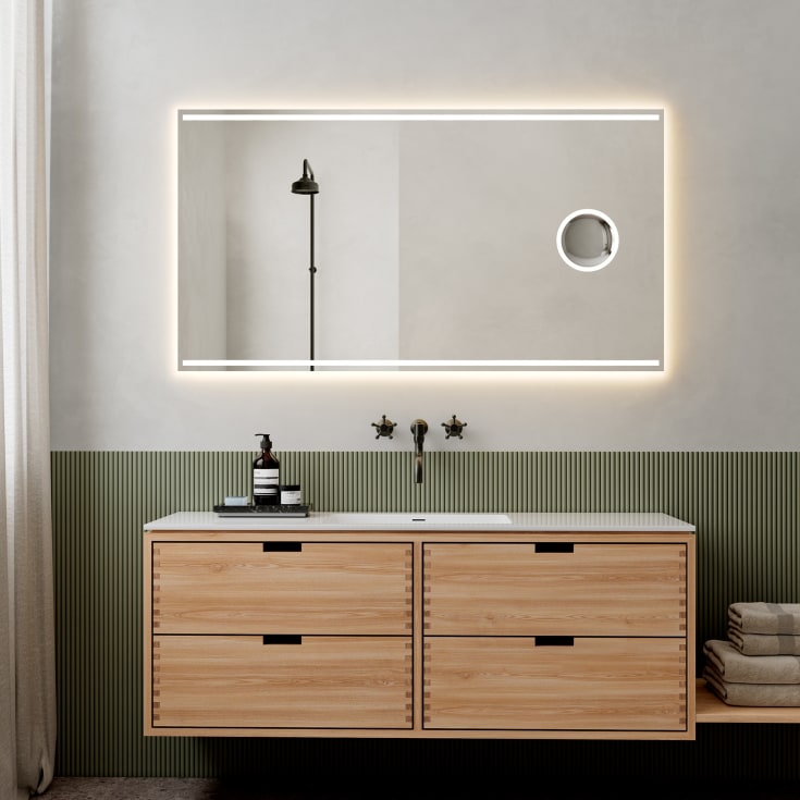 Loevschall Focus speil med lys, 140x75 cm