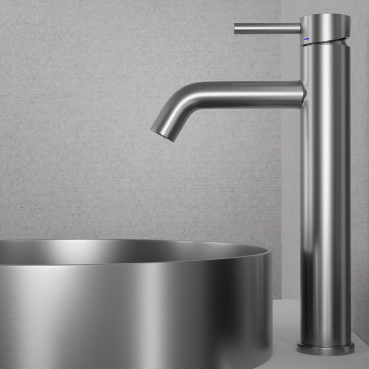 Scandtap Wave High tvättställsblandare, borstad stål