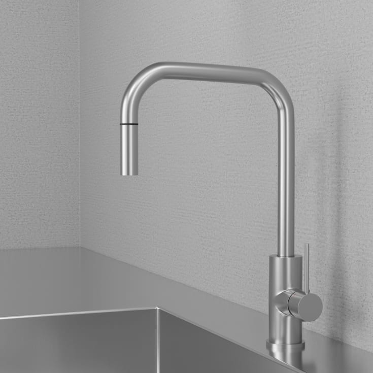 Scandtap Steel Accent Square kjøkkenbatteri, med avstengning, original
