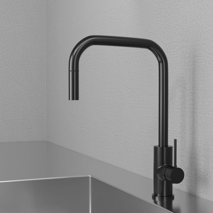 Scandtap Steel Accent Square kjøkkenbatteri, med avstengning, shadow