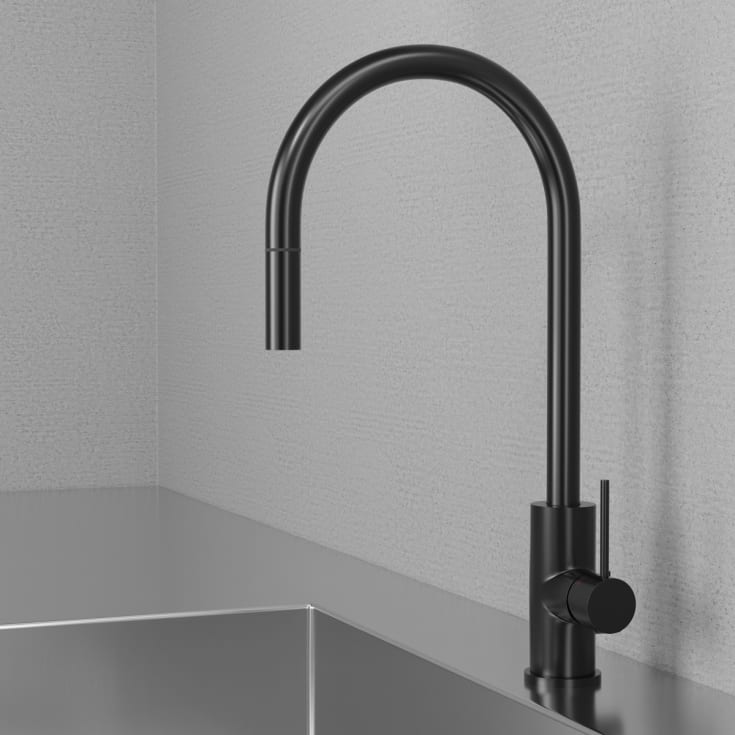 Scandtap Steel Accent kjøkkenbatterieri, med avstengning, shadow