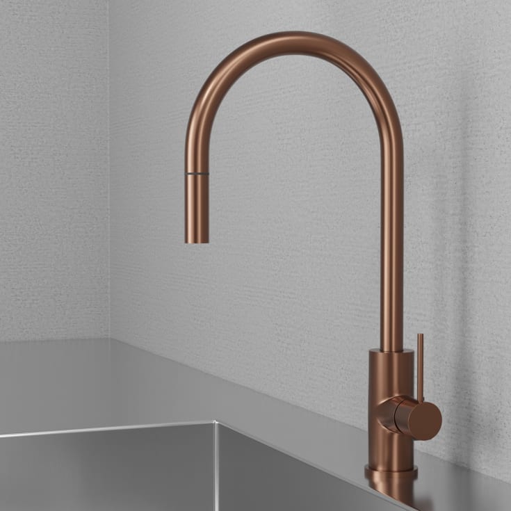 Scandtap Steel Accent kjøkkenbatterieri, med avstengning, amber
