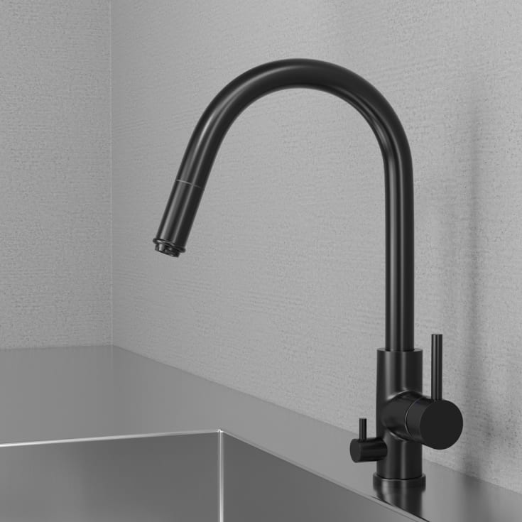 Scandtap Steel Access kjøkkenbatterieri, med avstengning, shadow