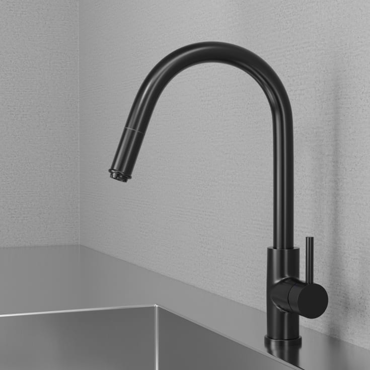 Scandtap Access köksblandare, utdragbar pip, borstad svart