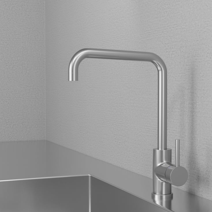 Scandtap Steel Square kjøkkenarmatur, børstet stål