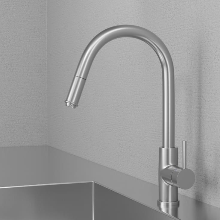 Scandtap Access köksblandare, utdragbar pip, borstad stål