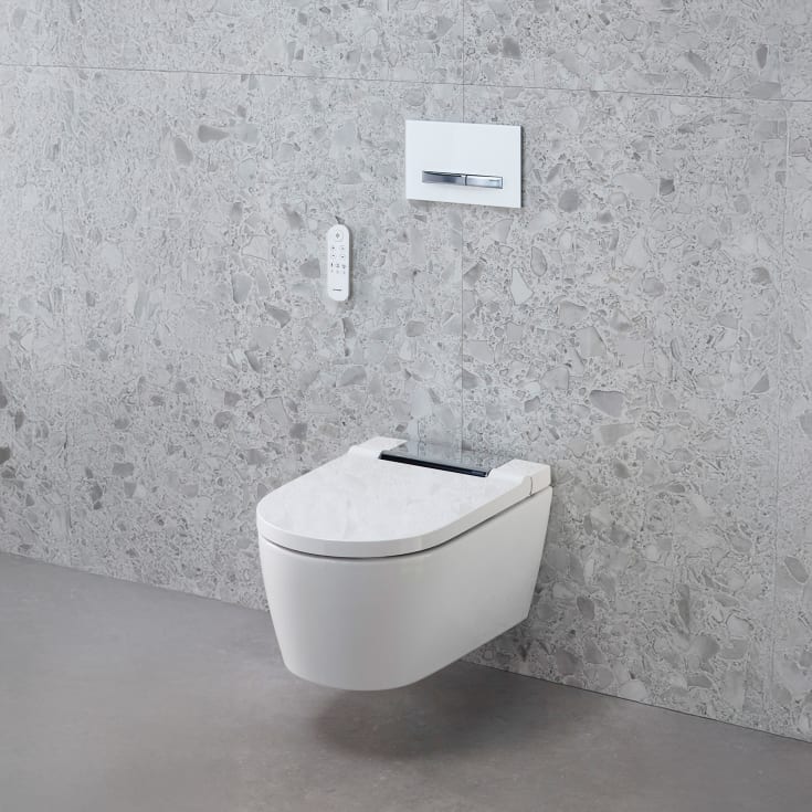 Geberit AquaClean Sela duschtoalett, utan spolkant, rengöringsvänlig, vit/krom