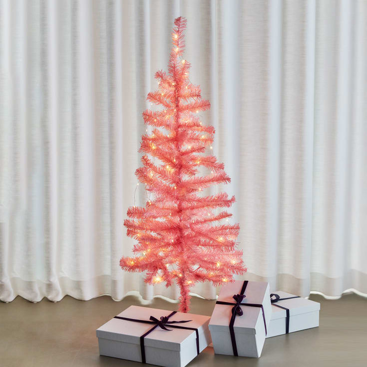 Sirius Happy kunstig juletre med lys, rosa, 120 cm