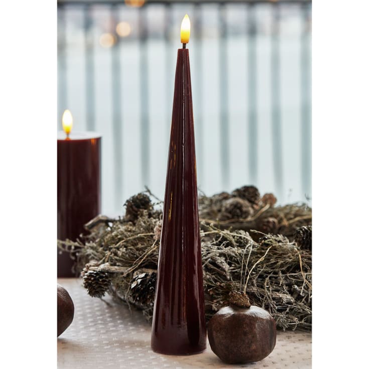 Sirius Sille kjegle LED kubbelys, batteri, bordeaux, H26 cm