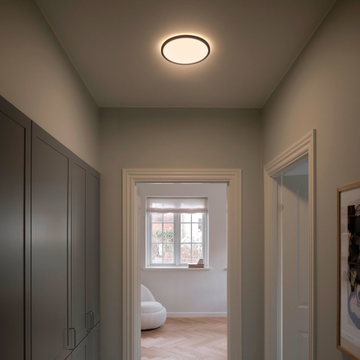 Nordlux Oja Bath plafond, kelvinskift, sort, Ø29 cm