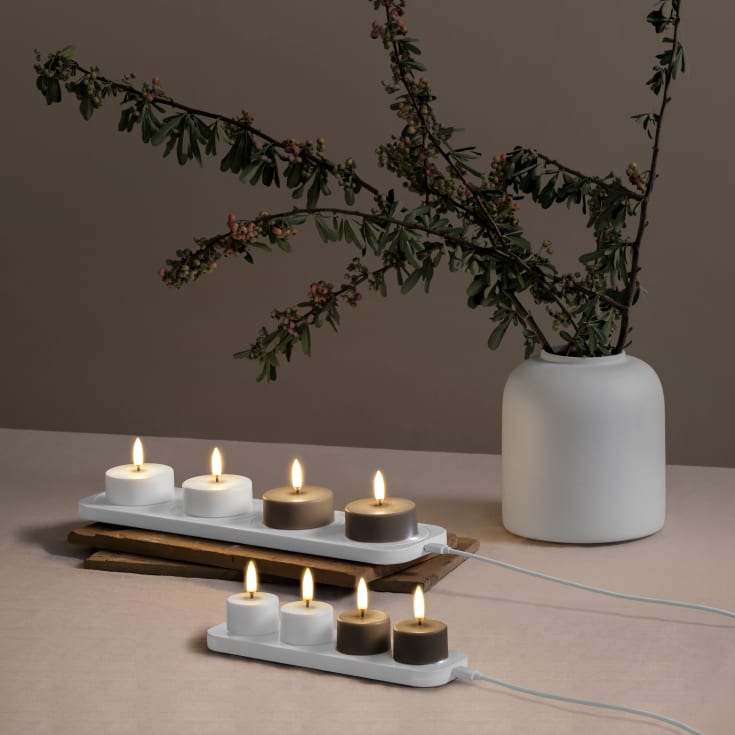 4 st Uyuni LED värmeljus, uppladdningsbar, beige, 2-pack