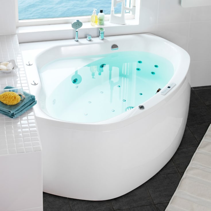 Hafa Aqua 140C Premium boblebad, hjørne, 1435x1435 mm, akryl, hvit