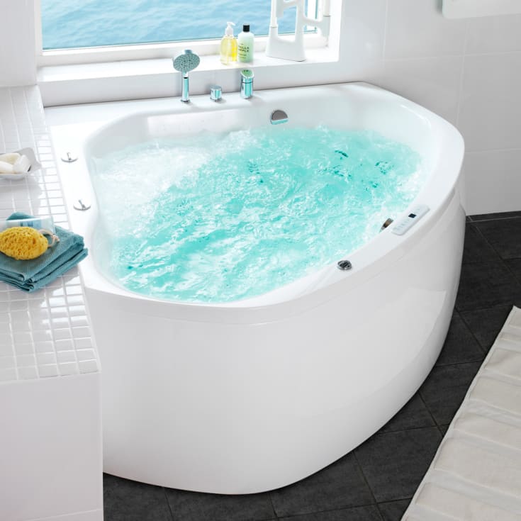 Hafa Aqua 140C Premium boblebad, hjørne, 1435x1435 mm, akryl, hvit