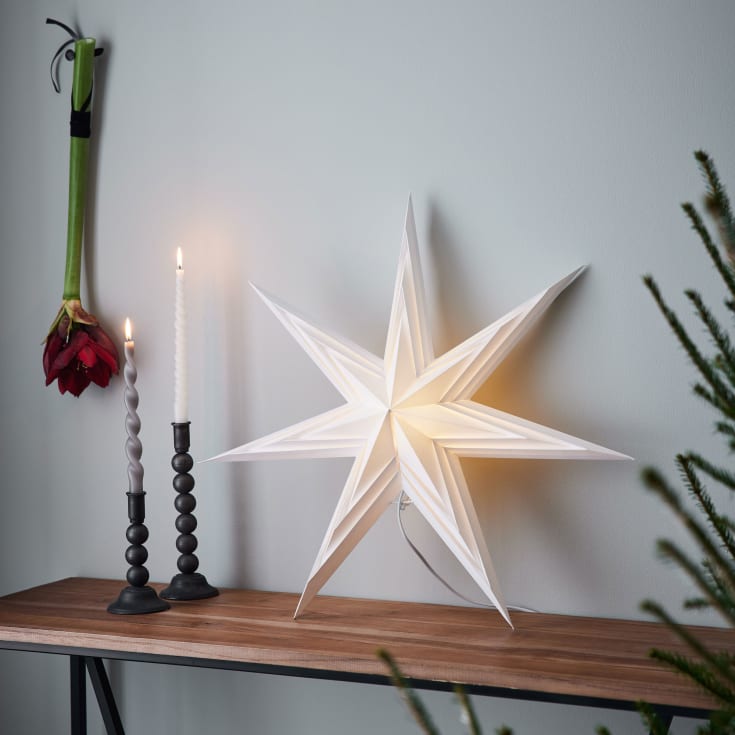 Markslöjd Sombra julestjerne med lys, 70 cm, hvid