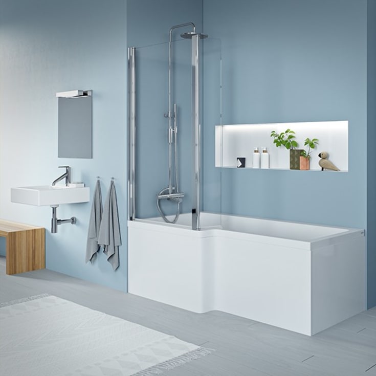 Strømberg Quantum brusebadekar, venstre, 1500 x 700 x 850 mm