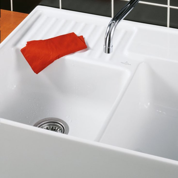 Villeroy & Boch Double Bowl kjøkkenvask, 89,5x63 cm, uten oppløft, med CeramicPlus, hvit