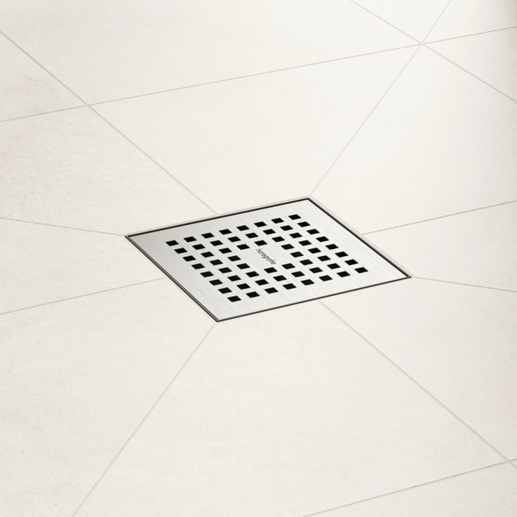 Hansgrohe Raindrain Point komplet gulvafløb 100 mm, børstet rustfrit stål