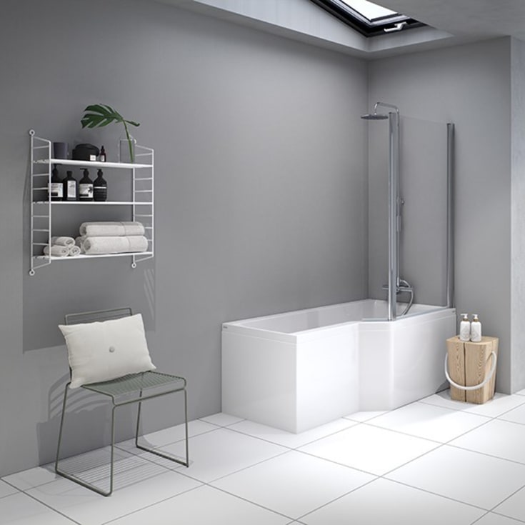 Strømberg Urban Edge badekar med carronite, højre, 1575 x 700 mm