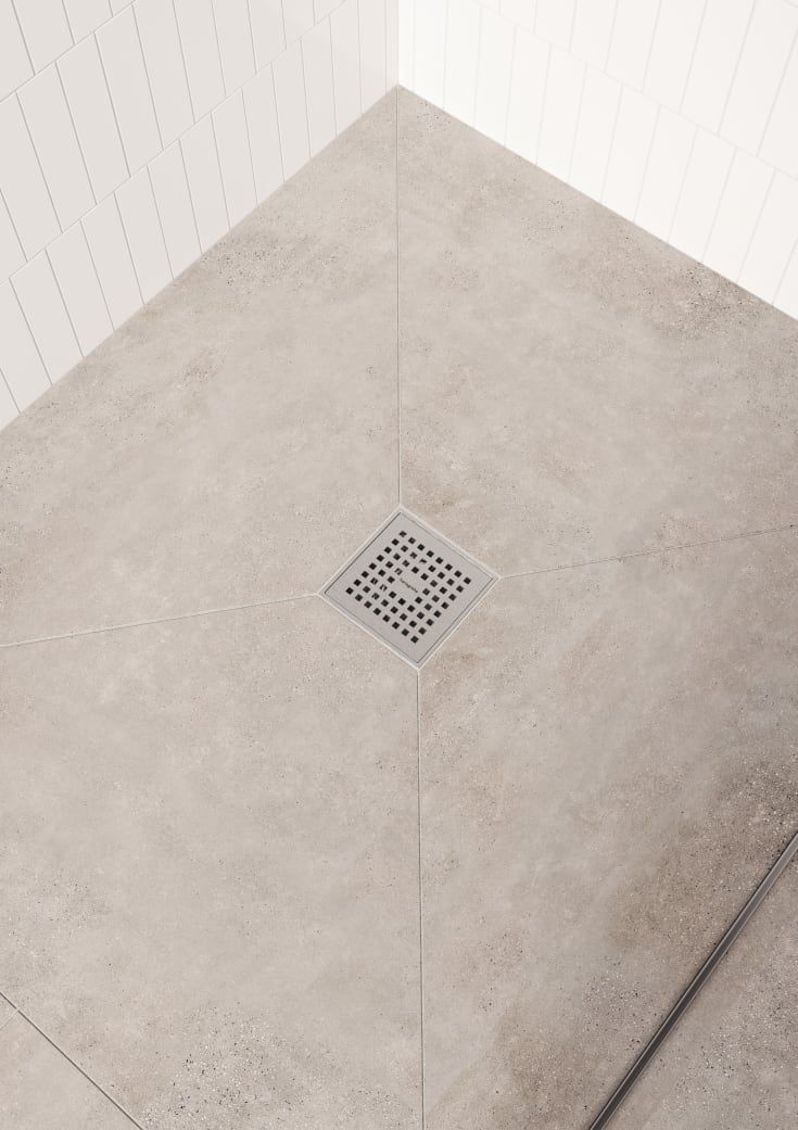 Hansgrohe Raindrain Point komplet gulvafløb 150 mm, børstet rustfrit stål