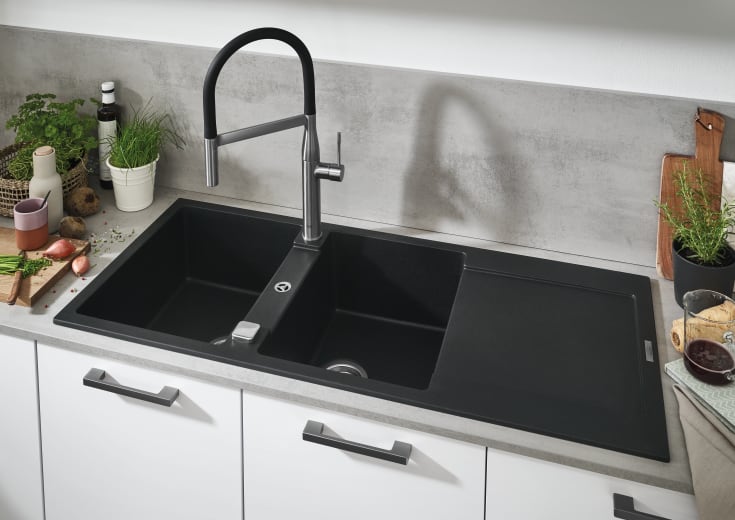 Grohe K500 kjøkkenvask, 116x50 cm, sort
