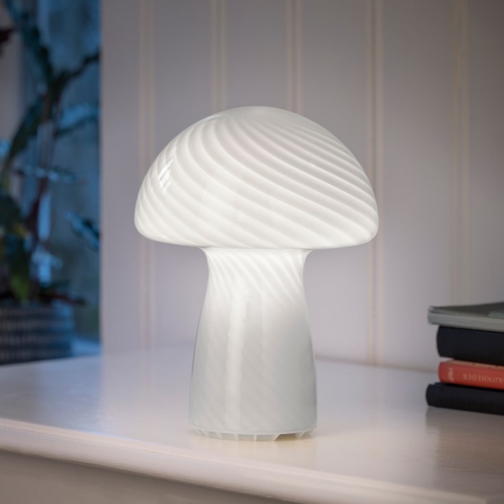 Veli Line Mushroom genopladelig bordlampe, hvid