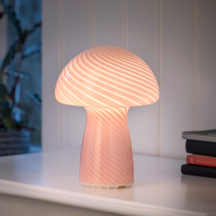 Veli Line Mushroom uppladdningsbar bordslampa, rosa