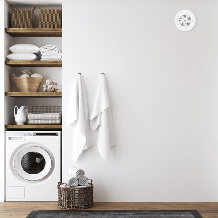 Pax Brisa badventilator, fugtstyring, timer, Ø100 mm, hvid