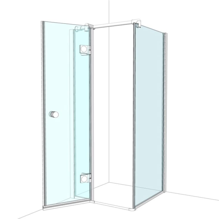 Brasta Nina Plus hörndusch, 87,9x87,9 cm, vänster, klart glas, krom profil
