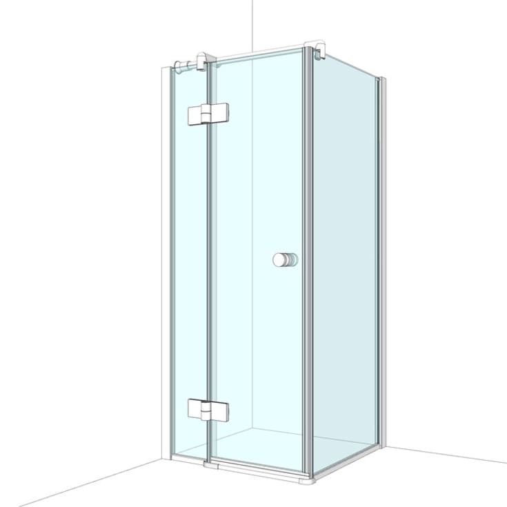 Brasta Nina Plus hörndusch, 87,9x87,9 cm, vänster, klart glas, krom profil