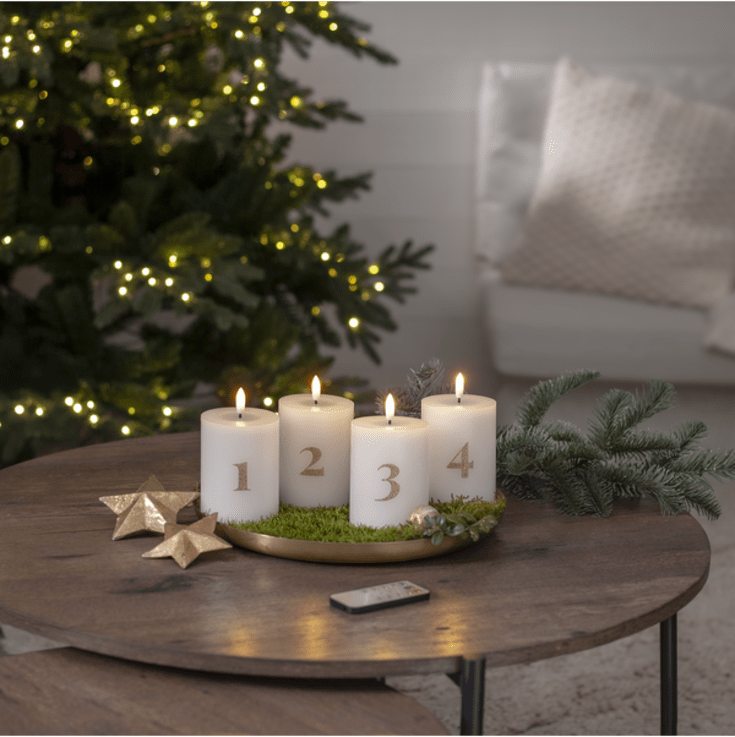 Star Trading advent LED bloklys, batteri, 12,5 cm