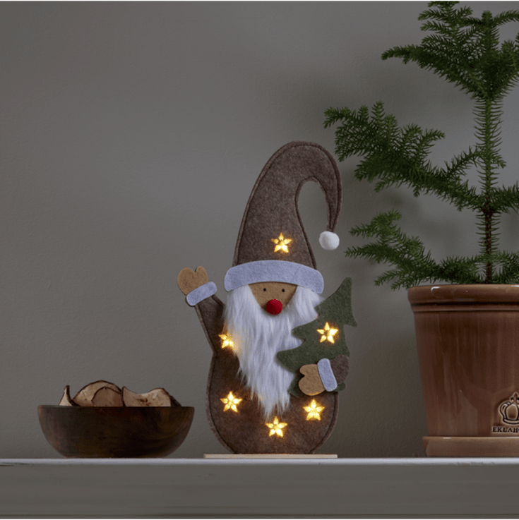12 stk Star Trading Fabbe nisse med lys, 30 cm