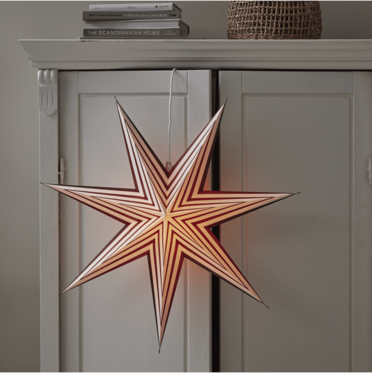 Star Trading Stripe julstjärna med ljus, röd, 60 cm