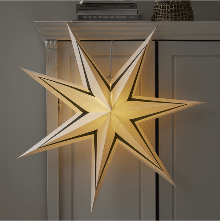 Star Trading Stripe julstjärna med ljus, grön, 80 cm