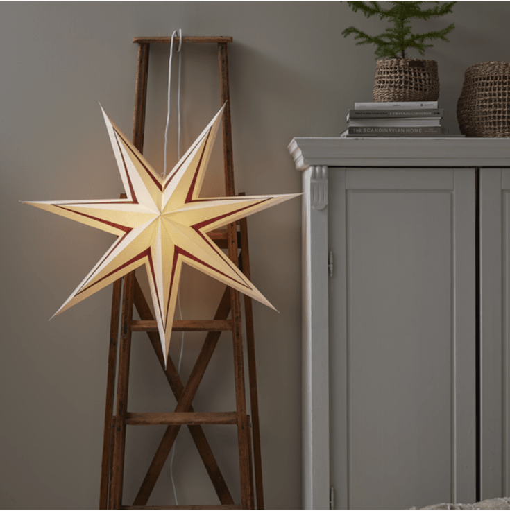 Star Trading Stripe julestjerne med lys, rød, 80 cm