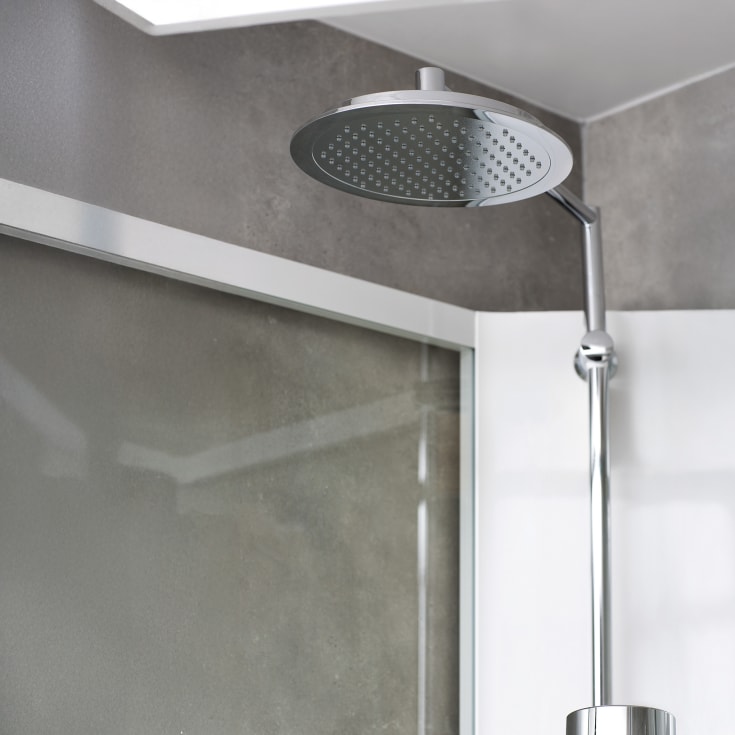 Showerama Comfort dusjkabinett, 100x100 cm, hvit profil, klart/frostet glass