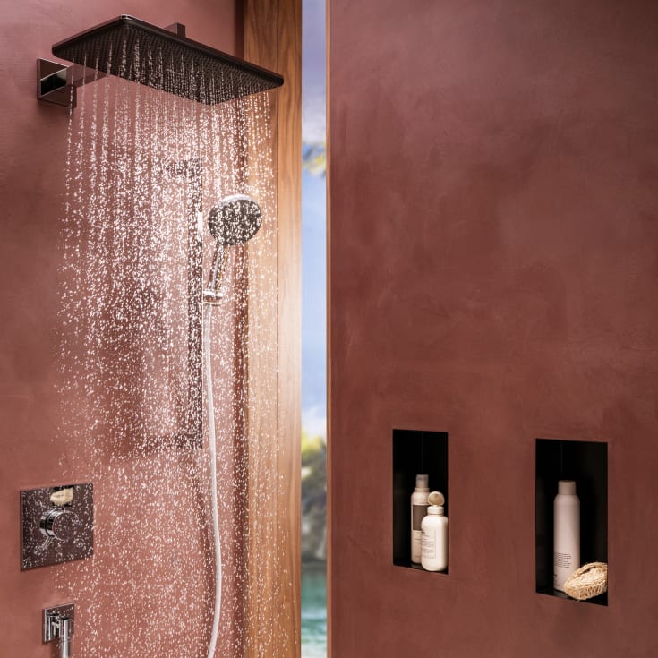 Hansgrohe Raindance Alive Q huvuddusch, 34,3x21,4 cm, vattensparande, krom