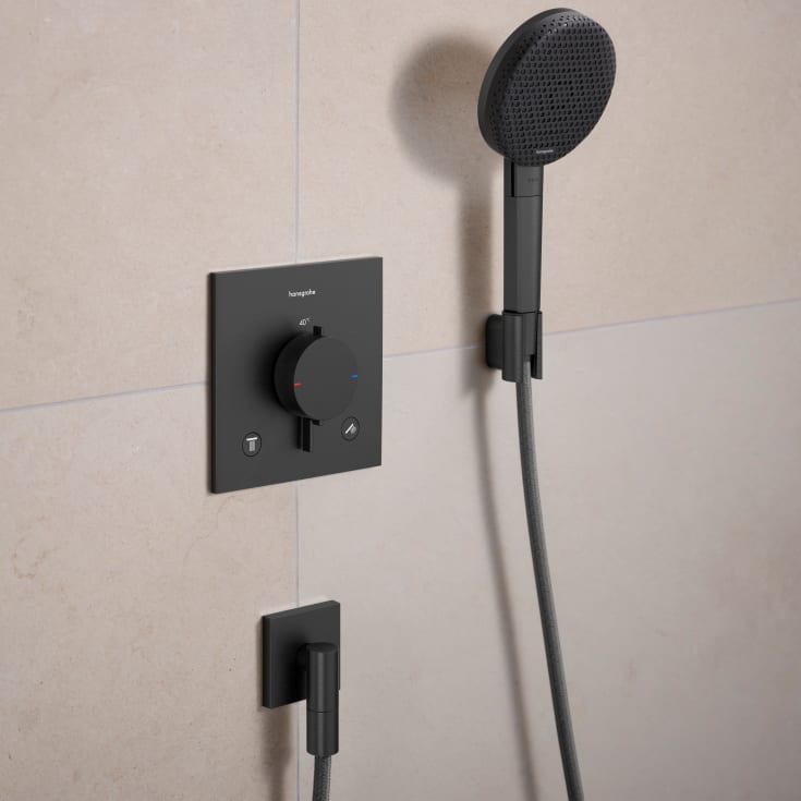 Hansgrohe FixFit Fine E slangeudtag, børstet sort krom