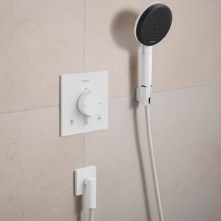 Hansgrohe FixFit Fine E slanguttag, matt vit