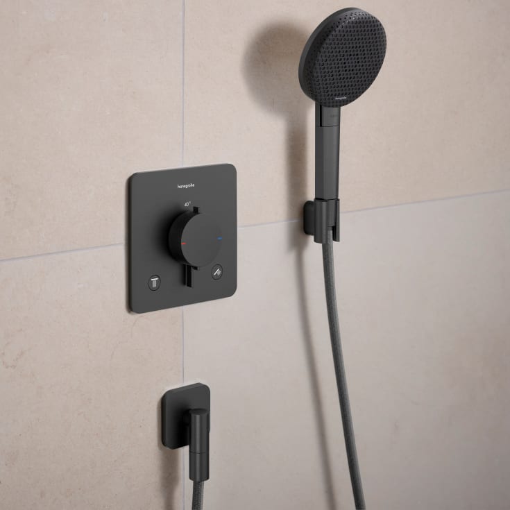 Hansgrohe FixFit Fine Q slangeudtag, børstet sort krom