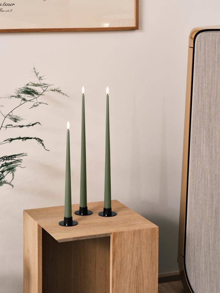 Ester & Erik LED kronelys, 30 cm, mørkegrøn, 2-pak
