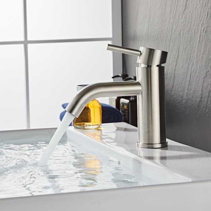 Zen Sanitary håndvaskarmatur small børstet stål med pin greb