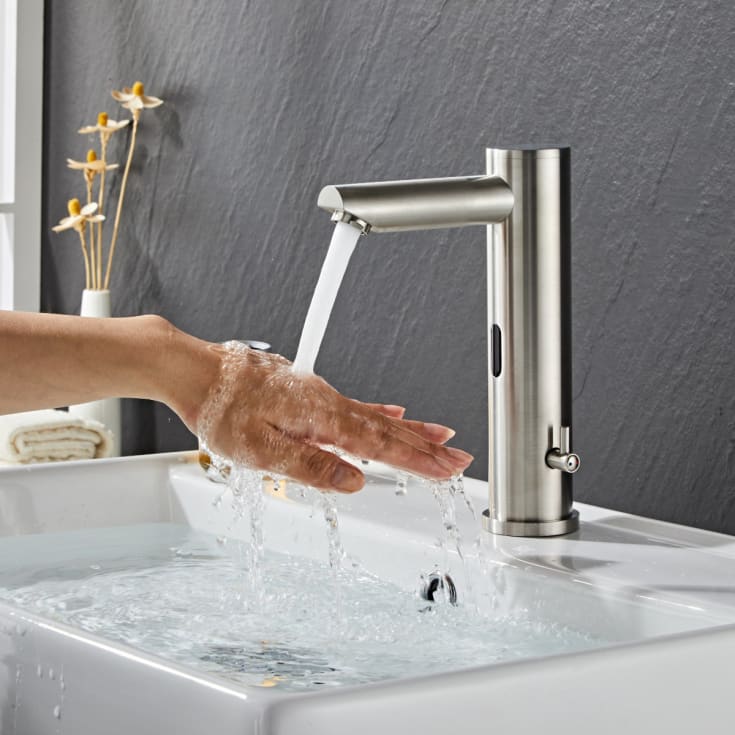 Zen Sanitary Smart håndvaskarmatur, berøringsfri, børstet stål