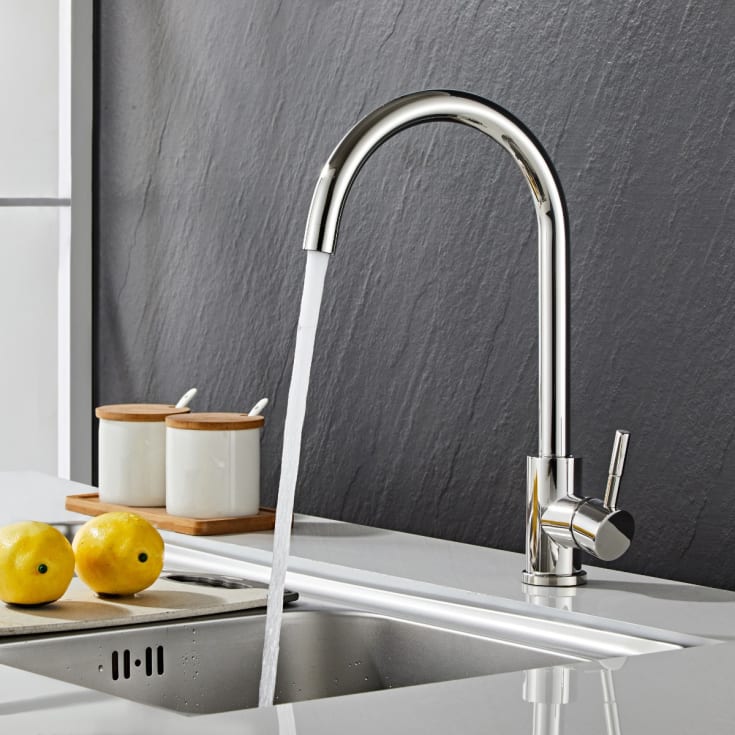 Zen Sanitary Køkkenarmatur med C-tud Poleret stål