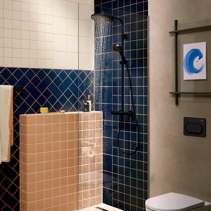 Hansgrohe Activera S Showerpipe 240 brusesæt, vandbesparende, mat sort