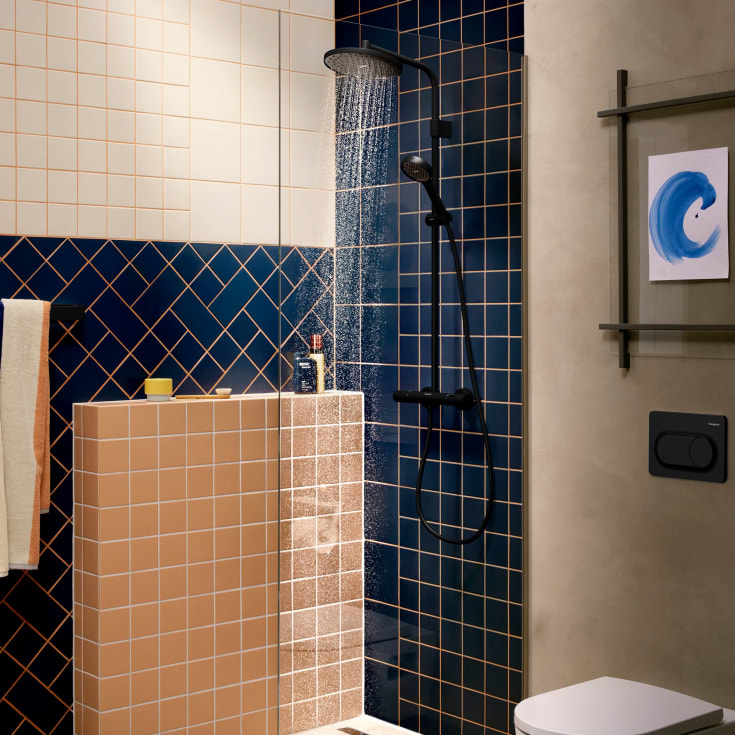 Hansgrohe Activera S Showerpipe 240 brusesæt, vandbesparende, mat sort