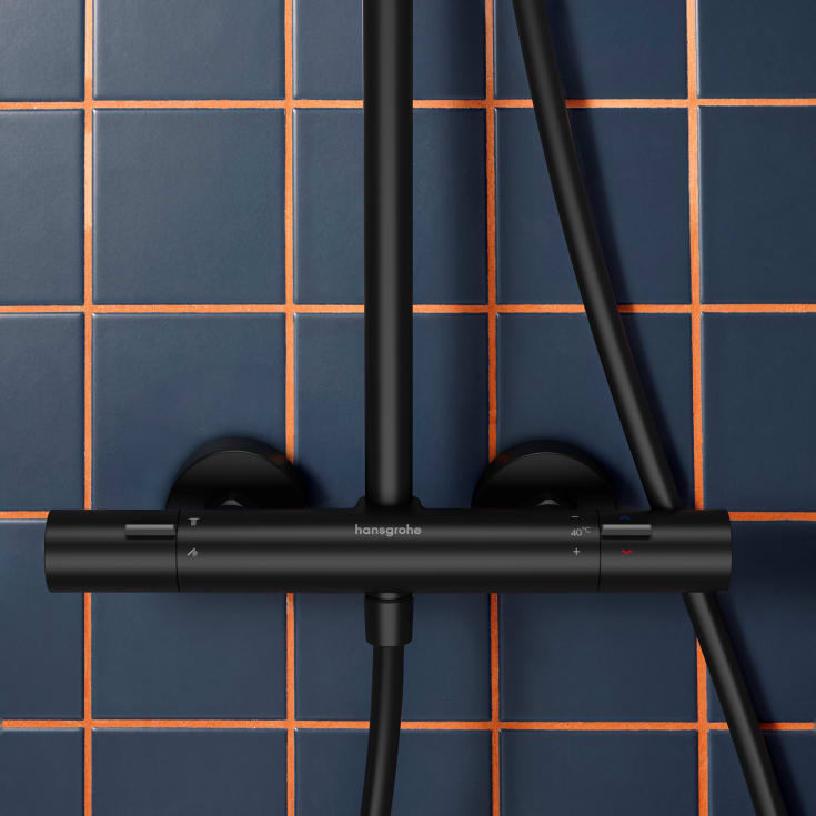 Hansgrohe Activera S Showerpipe 240 brusesæt, vandbesparende, mat sort