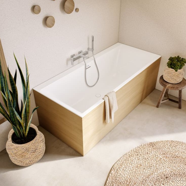 Villeroy & Boch Subway 3.0 Badekar for innbygging, med SilentFlow, 1800x800 mm, Stone White