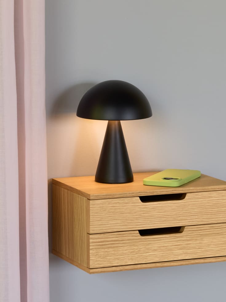 Hübsch Mush oppladdningsbar bordlampe, sort