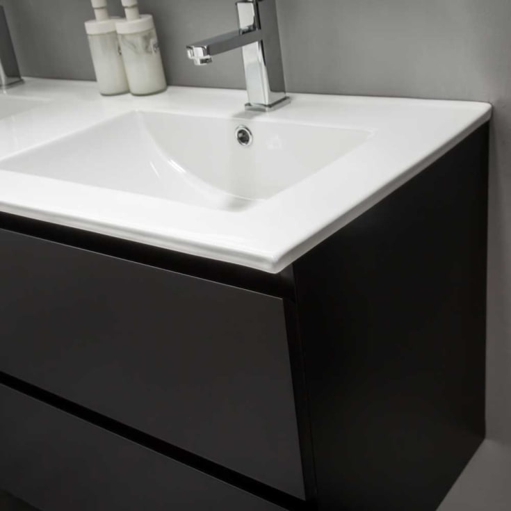 Bathlife Eufori møbelpakke, med dobbel servant, 120x46x50 cm, sort matt